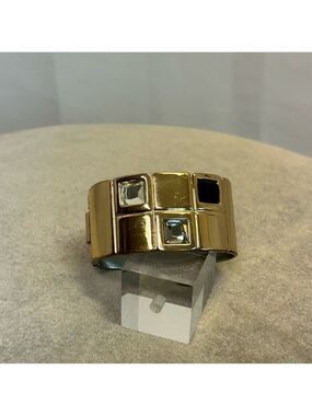 Chico’s gold-toned cuff bracelet with square-cut clear and black stones